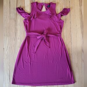 Ivanka Trump Cold Shoulder Ruffle Sleeveless Dress, Size M